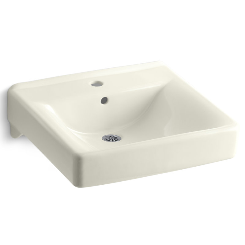 Soho Ceramic 20" Wall Mount Bathroom Sink with Overflow, Biscuit, Single