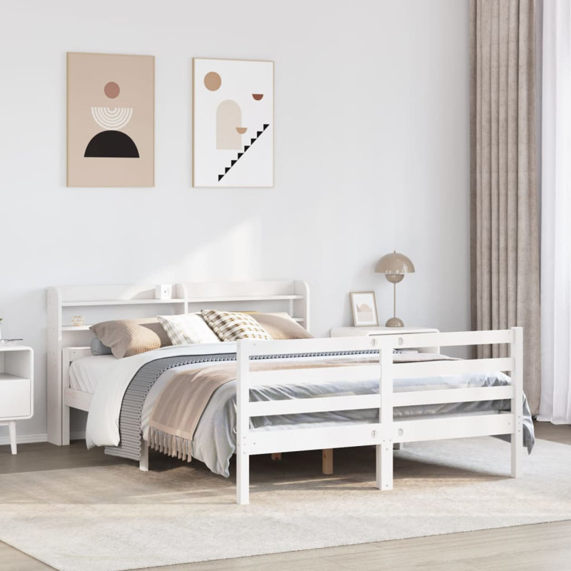 Bed Frame With Headboard Without Mattress White King Size