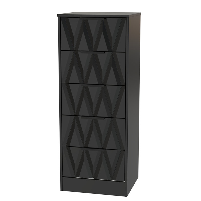 Las Vegas 45cm W Manufactured Wood Bedside Table, Deep Black/Black Matt