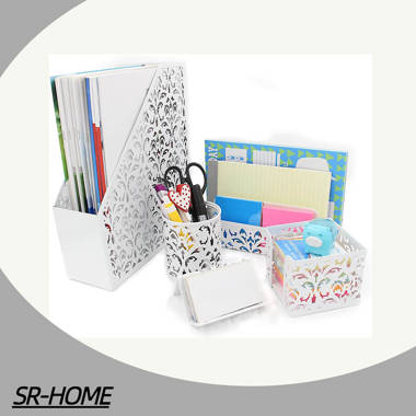 SR-HOME Paper Wrapped Cardboard Desk Organizer Set