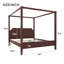 Lit plateforme à baldaquin en bois avec tête de lit et pieds de support, noyer