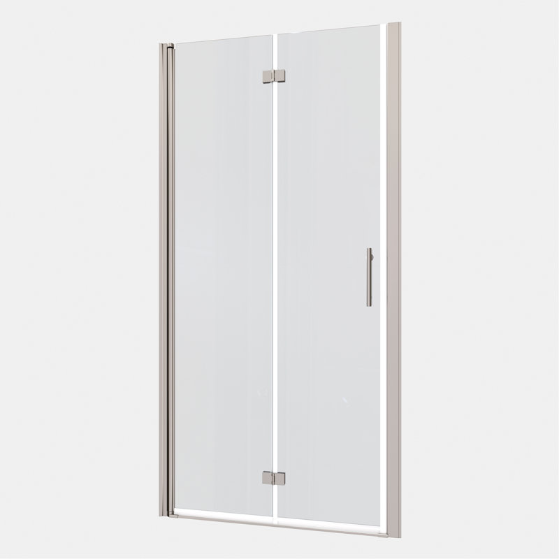 Porte de douche pivotante universelle à ajustement de 1 3/8 po avec finition en verre trempé de 1/4 po, Nickel