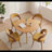 47.2-inch Round Wooden Dining Table with 4 Upholstered Chairs Set (Seats 4-6), Mid-Century Style Dining Table, Base-Style Dining Table Set Suitable for Kitchens and Dining Rooms-1921281788-1921281763