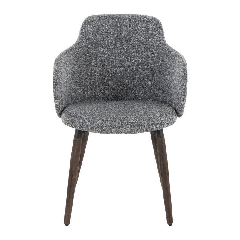 Chaise de salle à manger / d'appoint en bois de noyer foncé et tissu gris foncé - ensemble de 2