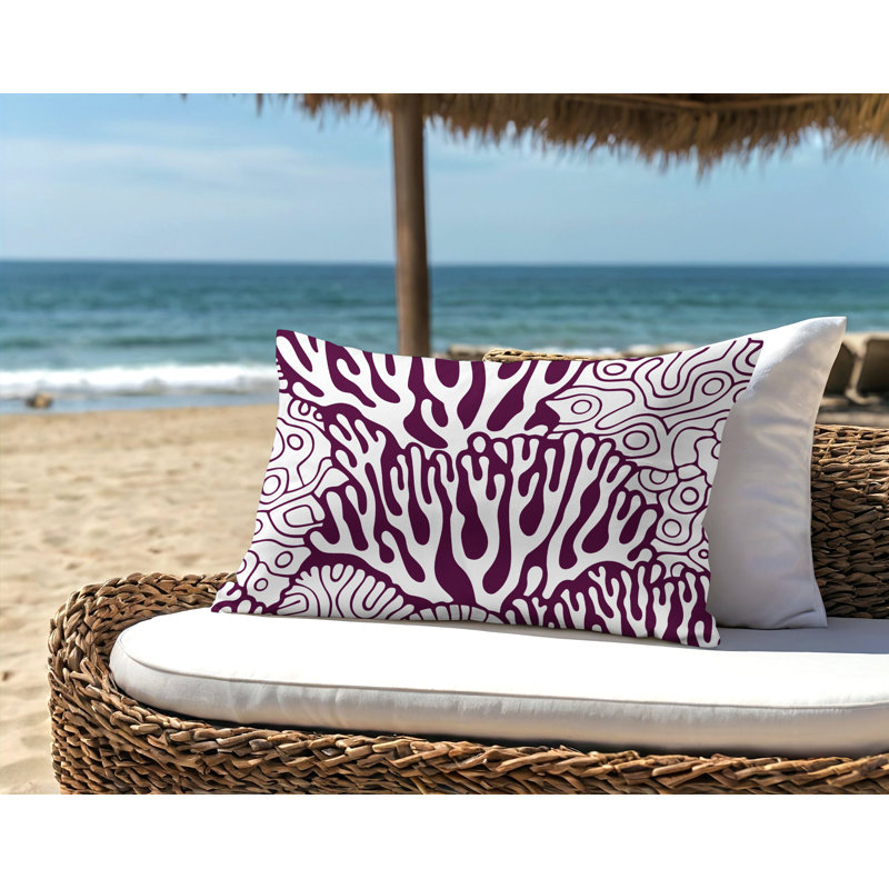 Coussin lombaire intérieur / extérieur Frog gras Coral, H 14 po x l 20 po, Mauve