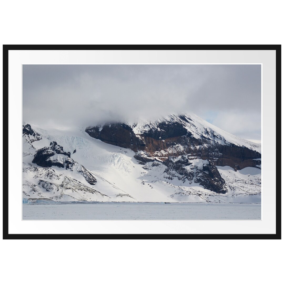 Gerahmtes Poster Schneebedecktes Gebirge