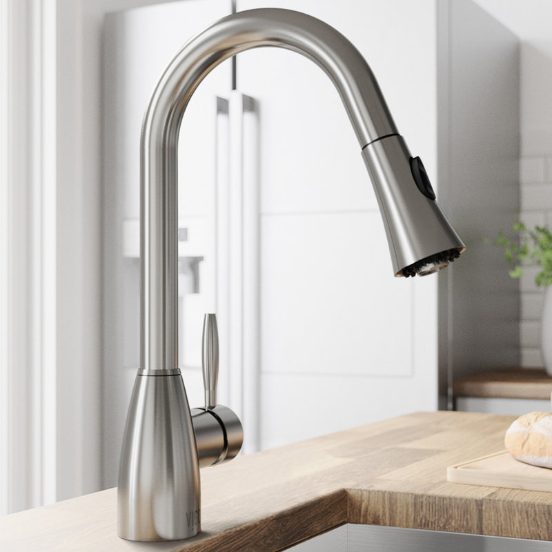 Aylesbury 16" H 1-handle Pull-Down 2-Function Sprayer Kitchen Faucet, Stainless Steel