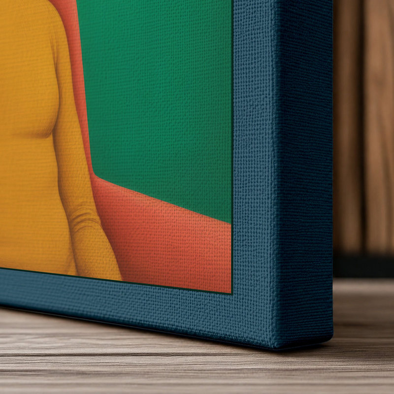 Horse in Yellow Surrealism - Wrapped Canvas, 30x20 - 76.2 x 50.8 cm, Teal Border