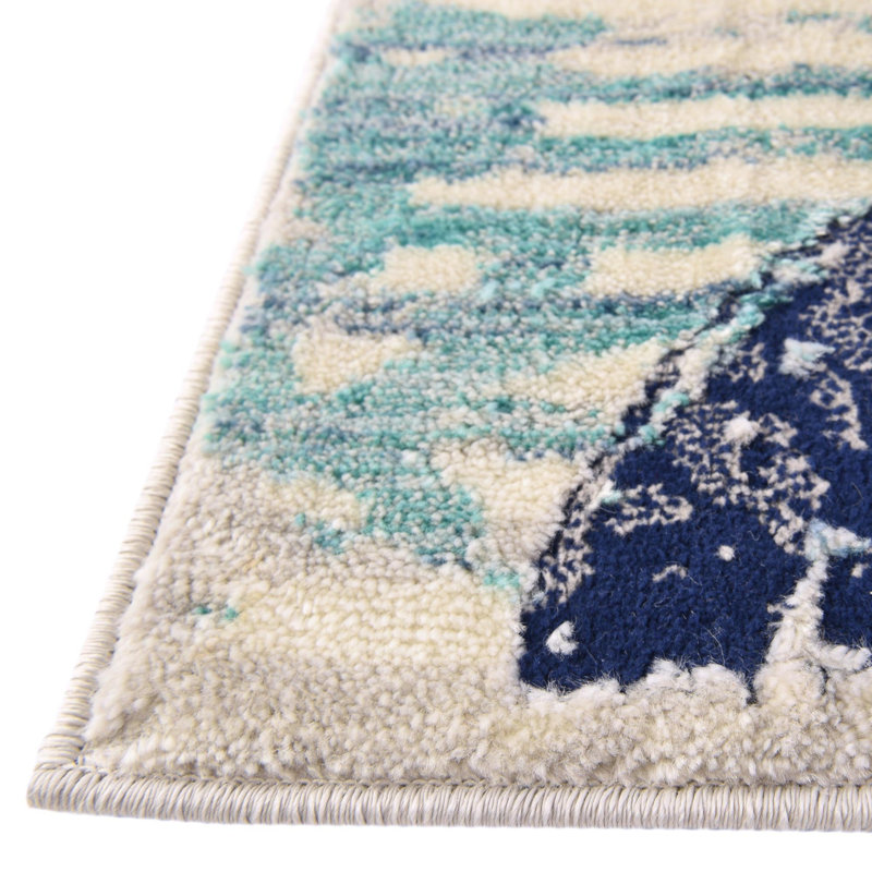 Permelia Navy/Yellow/Red Area Rug, Rectangle 2' x 3'