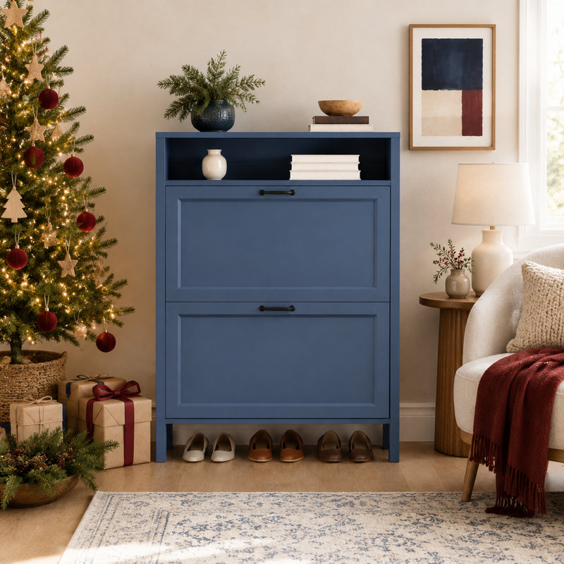 Armoire de rangement mince pour chaussures avec portes et tablettes réglables pour le vestibule, 43'' H x 31'' W x 9.2'' D