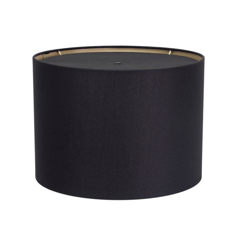 Drum Lamp Shade, Black/Gold, 10" H x 14" W x 14" D