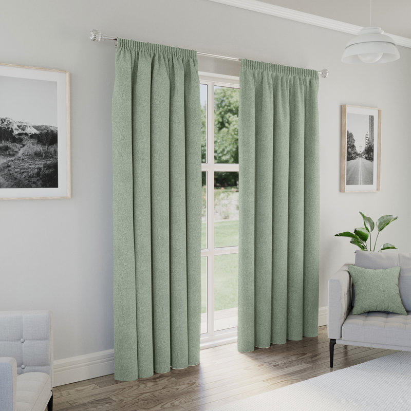 Revie Blackout Curtain Panel Pair, Green, 117cm Width x 137cm Drop