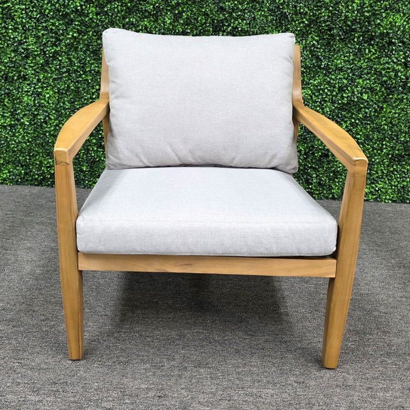Single Sofa Set – 2 Armchairs, Solid Wood, Taupe Rope Detailing, 240g Outdoor Cushions, Single