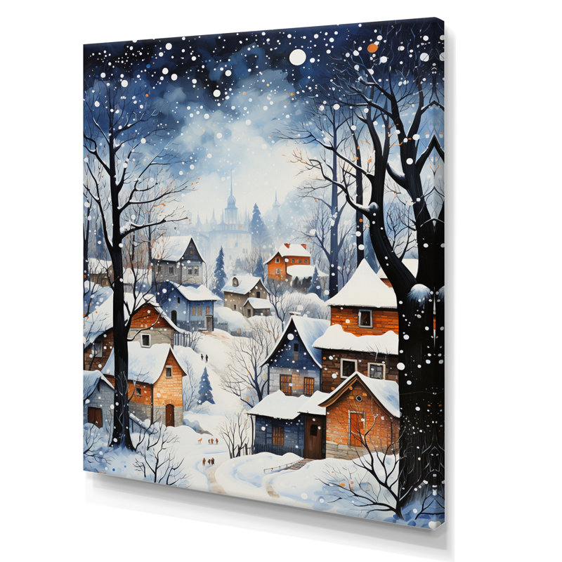 Harmony of Winter Village IV - Décoration murale paysage d'hiver, Toile tendue, H 32 po x l 24 po x P 1 po