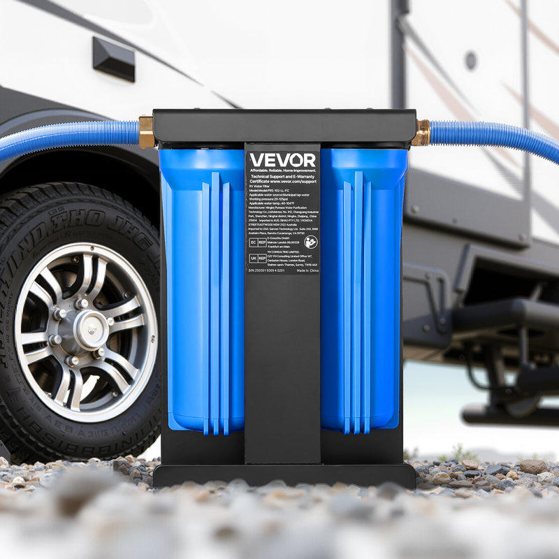 RV Water Filter System 2-Cartridge with Basket for Campers Boats RVs Vans