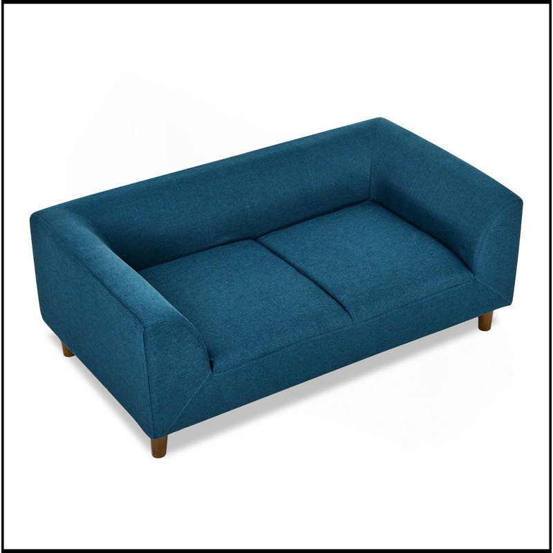Canapé pour animaux de compagnie avec dossier et accoudoirs, canapé pour animaux de compagnie rectangulaire moderne convenant aux chiens de petite et moyenne taille, canapé pour chien confortable à coussin moelleux, - BLEU