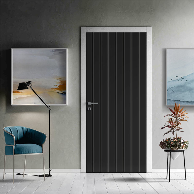 Porte standard peinte en bois manufacturé, Noir anthracite, H 80 po x l 24 po