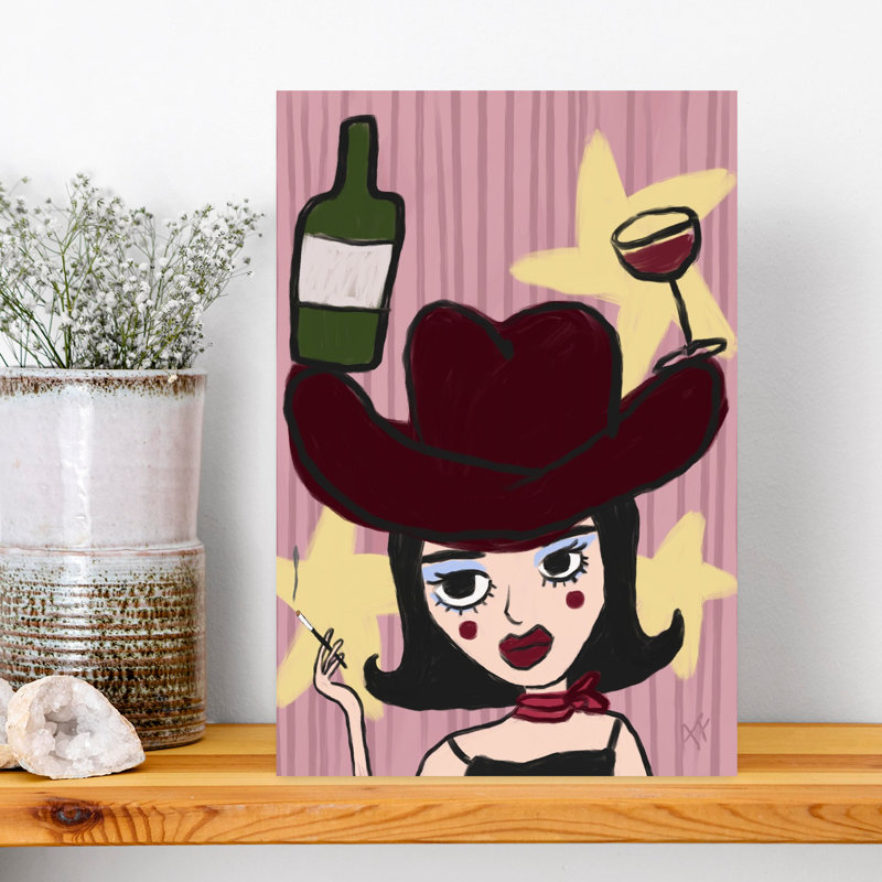 Sassy Cowgirl Pop Art Retro Wall Art Print 1 Piece Wrapped Canvas Wall Art, 45.72cm H x 30.48cm W