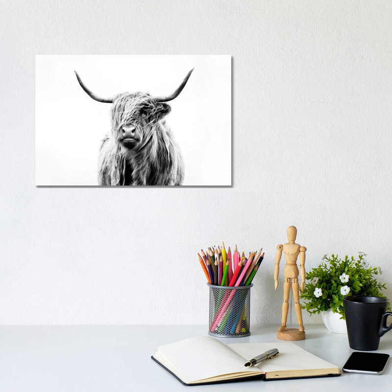 Bairdstown Portrait Of A Highland Cow by Dorit Fuhg - Print on Canvas, Wrapped Canvas, 20.32 cm H x 30.48 cm W