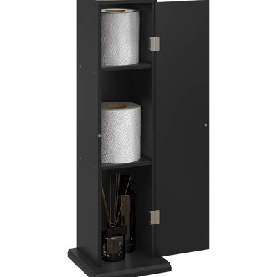 Black Small Bathroom , Toilet Paper Storage With Doors And Shelves, Modern Country Cabinet, Dresser Doors, Shelves For Storage, Wonder