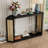 Narrow Console Table With Unique Irregular Top Design, Entryway Table With Open Shelf, Rattan Sofa Table For Living Room Hallway And Entrance-881426378