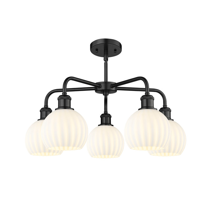 Bellalynn 5 - Light Dimmable Globe Chandelier, 13.5" H x 24" W x 24" D, Matte Black