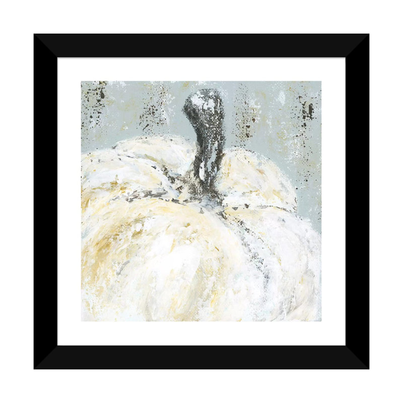 « Palette Knife Pumpkin » par Ashley Bradley, reproduction d’art, Papier encadré noir, H 16 po x l 16 po x P 1 po, Blanc