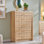 Commode moderne à 5 tiroirs pour chambre à coucher, commodes en bois texturé à losanges de 46 po de hauteur et commodes à profil courbé, commode Mid-Century moderne