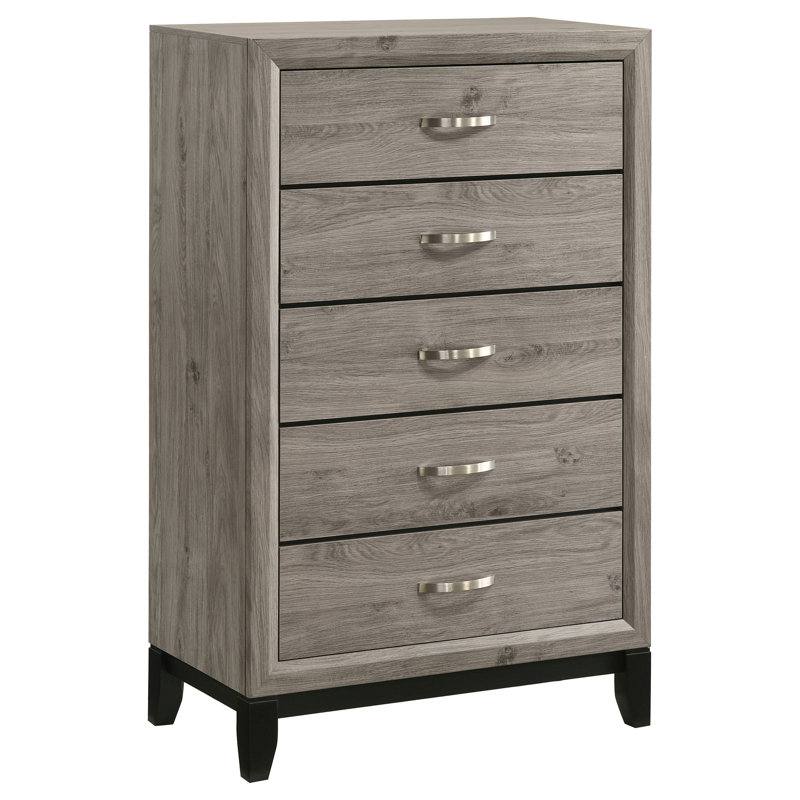 Commode de chambre à coucher à 5 tiroirs Albury Taupe clair