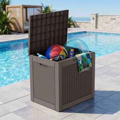 Coffre de terrasse en résine 35 gallons - Rangement extérieur résistant aux rayons UV avec couvercle verrouillable et capacité de siège de 265 lb