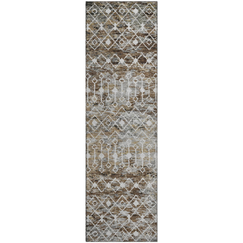 Premium Machine Washable Brennon AMF1638 Geometric Rug, Runner 2'3" x 7'6"