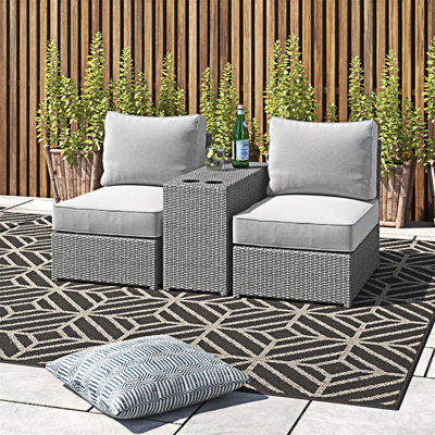 All-Weather 2-Person Wicker Conversation Set With Cushions