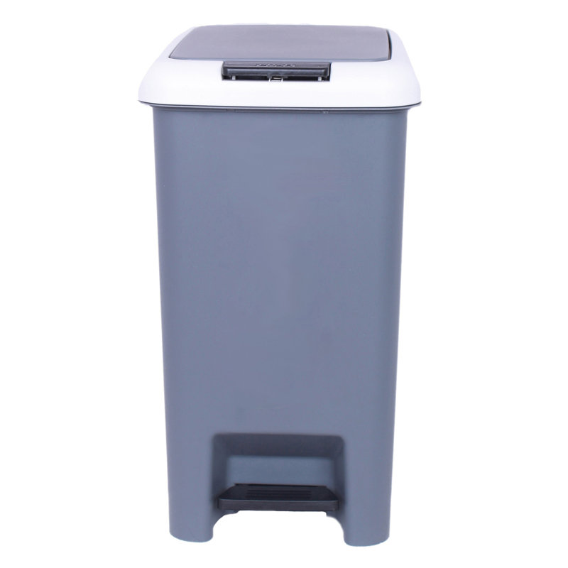 Plastic Step On Rubbish Bin, 15 L, White