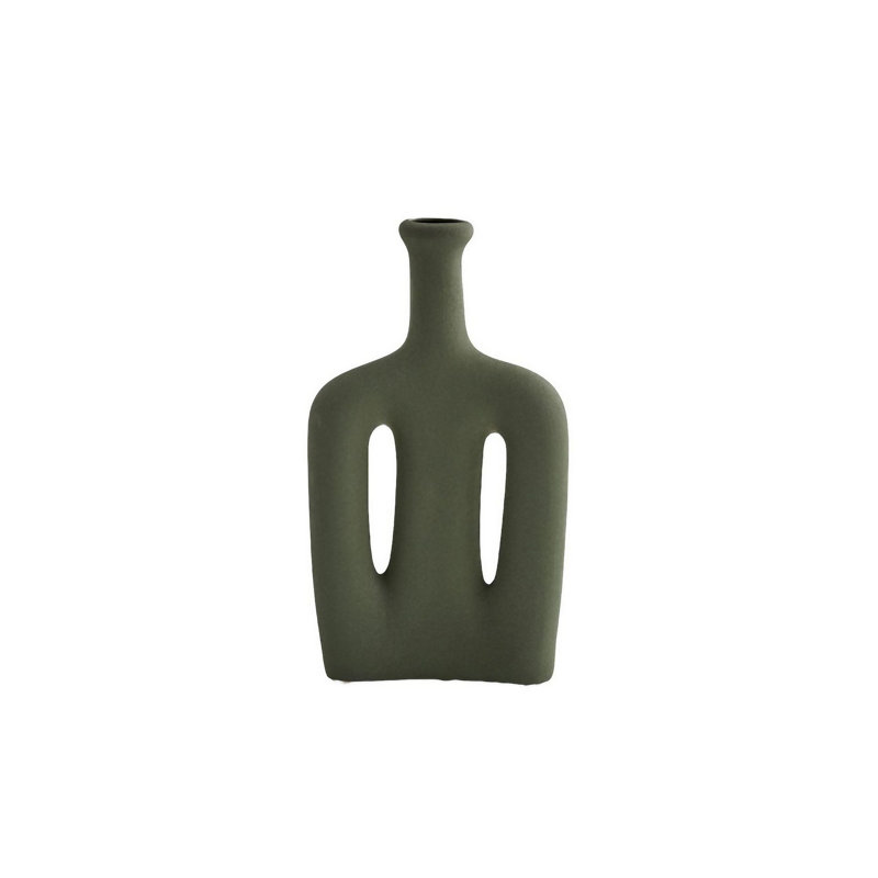 Coryann Ceramic Table Vase, Green, 15cm H x 7cm W x 27cm D
