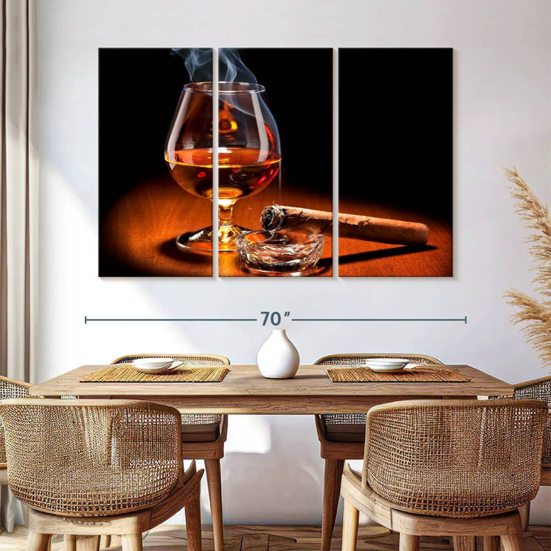 Cigare Yarlin et verre de cognac, H 48 po x l 74 po