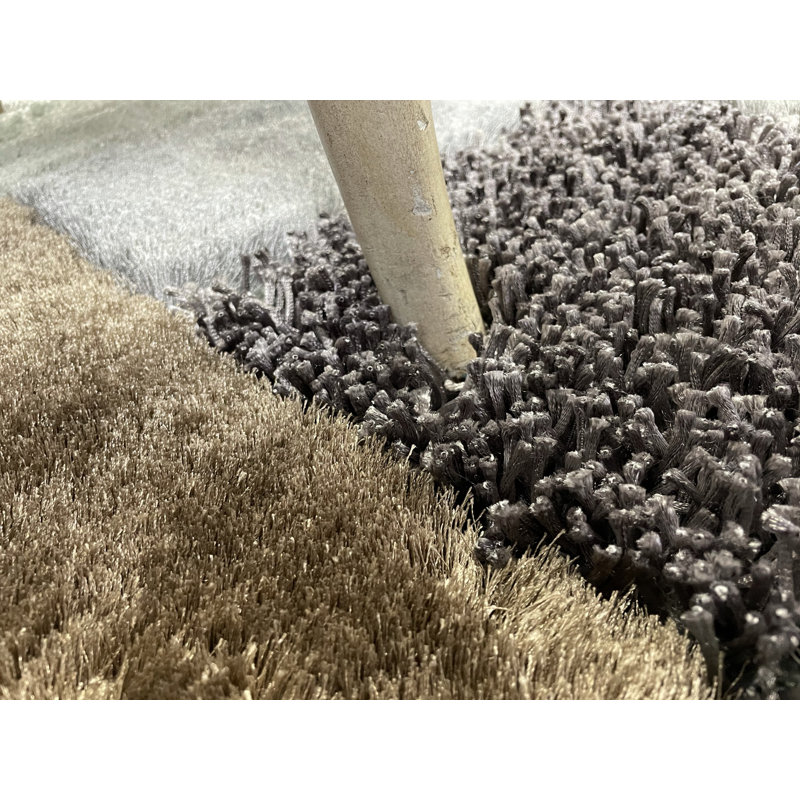 Tapis gris/brun touffeté à la main géométrique Nevin, Rectangle 5 pi x 7 pi