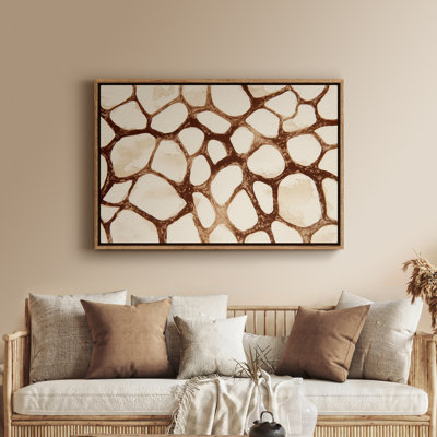 Framed Canvas Wall Art - Abstract Brown Stone Pattern - 16"x24", 24"x36"