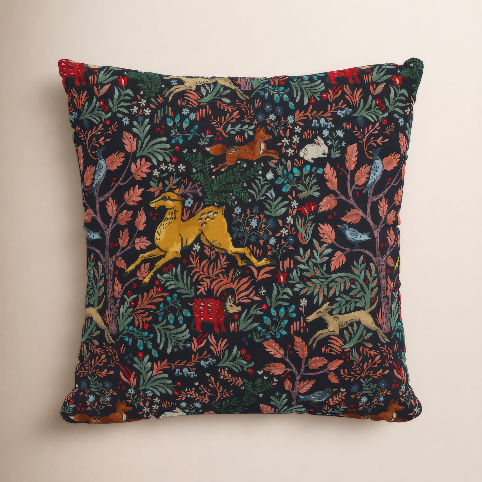 Floral Cotton Pillow Cover, 22" x 22"