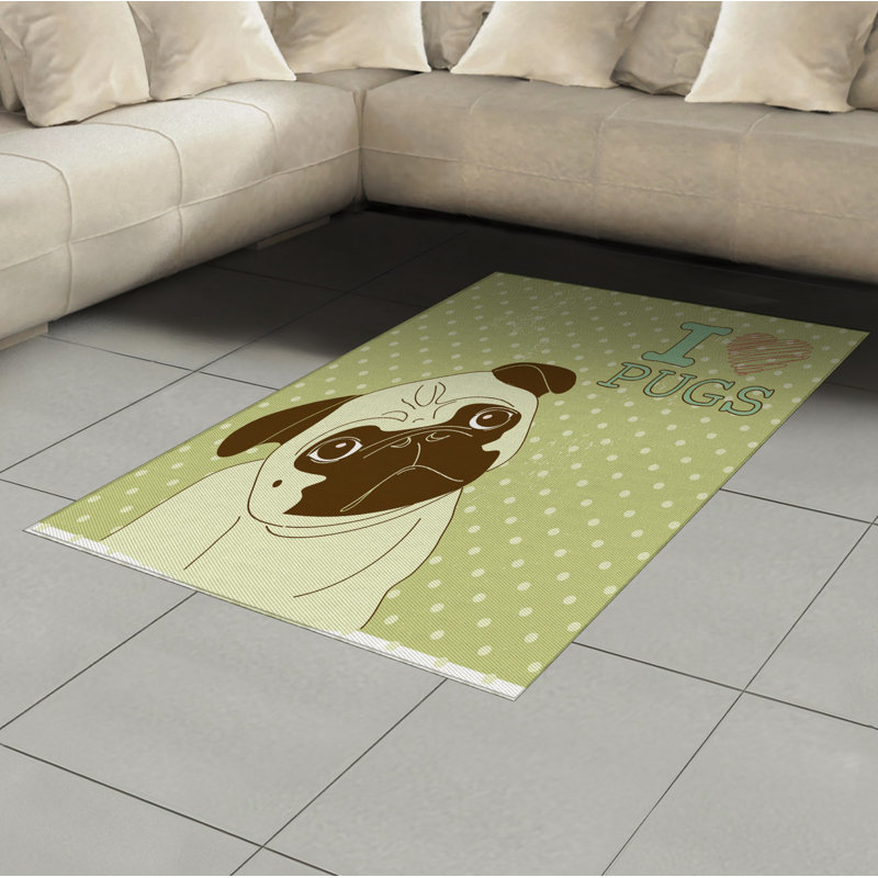 Tapis décoratif à longs fils en fibre de polyester à haute densité Pug, Rectangle— 4 pi x 5 pi 8 po