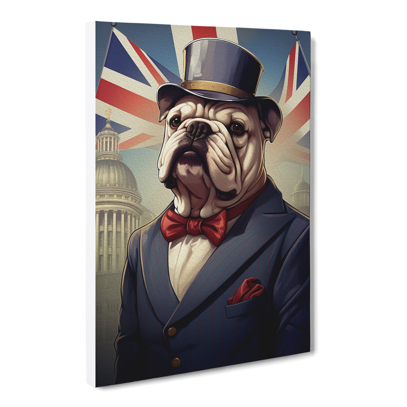 British Bulldog Art Deco Art No.2 - Wrapped Canvas, 50cm H x 35cm W x 3cm D