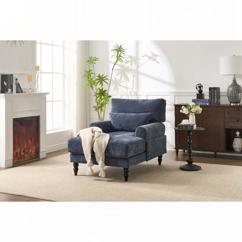 Chaise longue d'intérieur rembourrée, Bleu