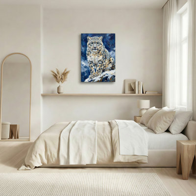 Art mural sur toile Gallery Wrap pour le salon, la chambre à coucher, le bureau ou le vestibule - décoration murale décorative avec léopard des neiges