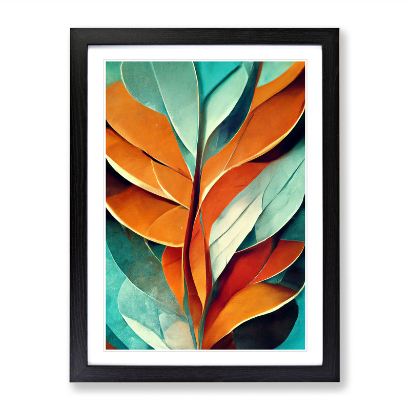 Abstract Leaf Art No.5 - Wall Art, Black Framed, 66cm H x 48cm W, No Matte