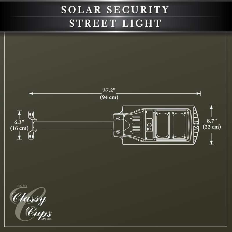 Black Metal Solar Powered LED Lamp Post with Motion Sensor