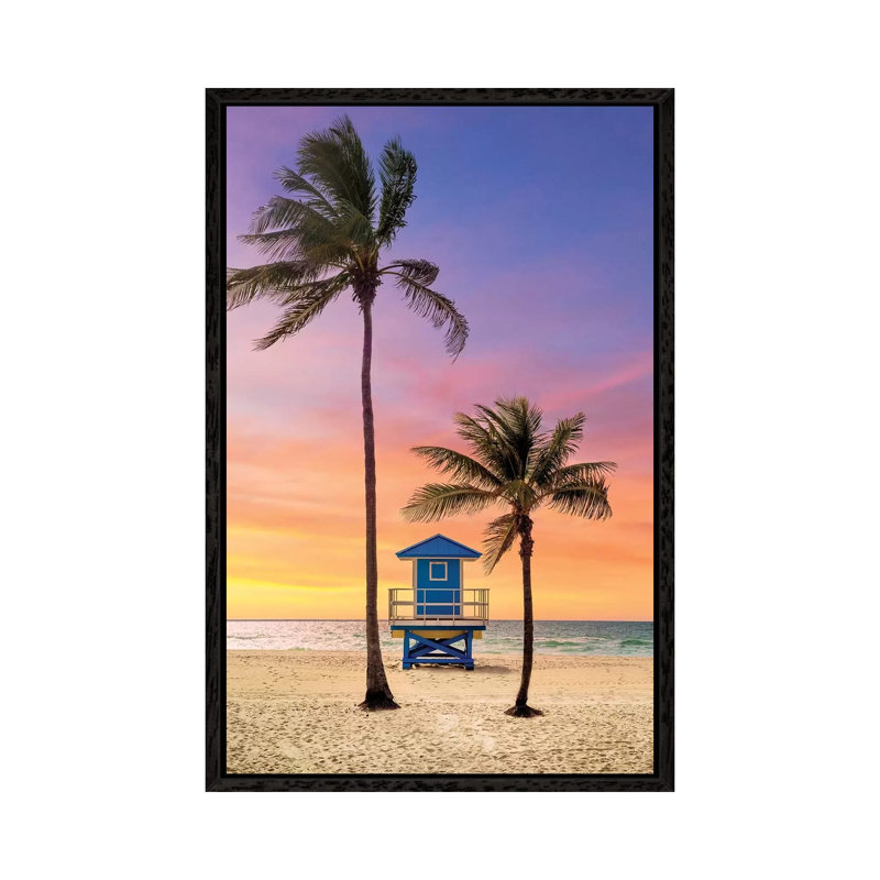 Summer Sunrise At The Beach by Susanne Kremer - Print on Canvas, Black Floater Framed, 66.04cm H x 45.72cm W x 3.81cm D