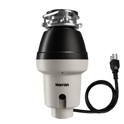 Karran 1/2 HP Continuous Feed Garbage Disposal for Kitchen Sinks with Power Cord and Accessories Included