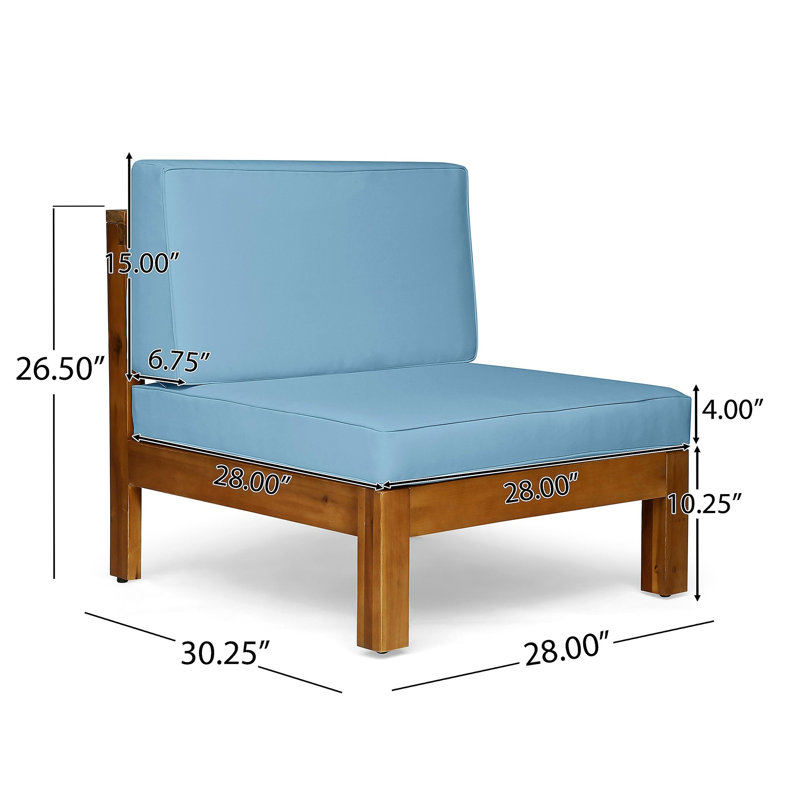 OANA - 3-PIECE SOFA SET, DARK GREY, Blue Cushion/Teak Frame