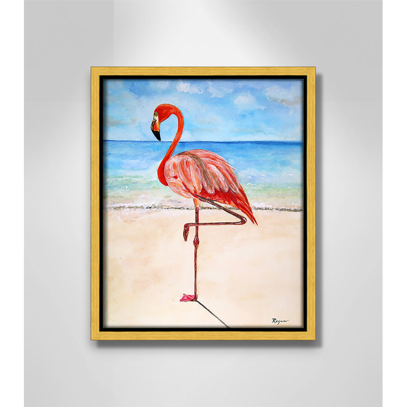 Imprimé Rashebia Flamingo par Mike Ragan pour, H 11,5 po x l 9,5 po, Doré