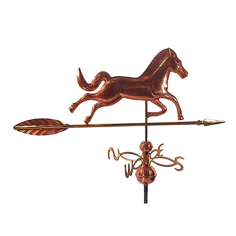Girouette cheval avec toit, H 37 po x l 18 po x P 43 po, Cuivre