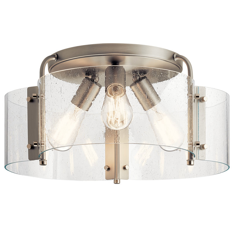 Taylor Glass Semi Flush Mount, 8.5" H x 14" W x 14" D, Brushed Nickel